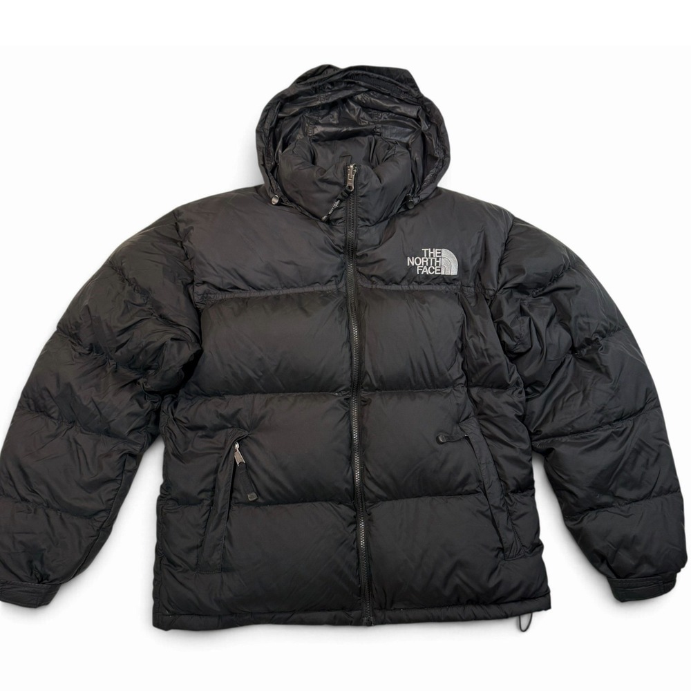 The North Face Nuptse 700 Down Puffer Jacket Mens Medium Black Hooded Ripstop